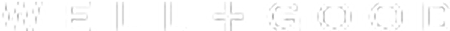 WELL+GOOD logo — stylized white block letters on black background