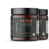 Two dark supplement jars of Vena Full Spectrum CBD Bites gummies, label shows '25MG CBD | 2MG THC' and 'Contains THC'.