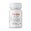 Front view of Rise and Shine capsule bottle showing vena logo and label 25 mg CBD per serving, THC free, white background