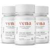 Front view of three Restful Night CBD + Melatonin sleep capsule bottles with white labels and caps on white background