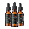 Three amber glass dropper bottles of Vena full-spectrum CBD drops — 1,500MG, citrus flavor, 30 servings