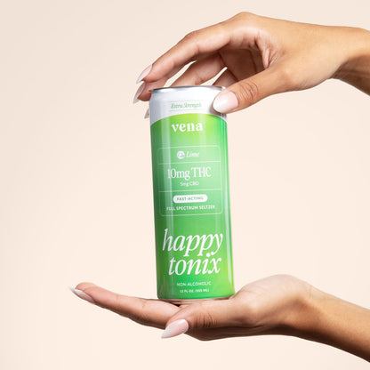 Extra Strength vena Lime 10mg THC 5mg CBD FAST-ACTING FULL SPECTRUM SELTZER happy tonix NON-ALCOHOLIC 12 FL OZ. (355 ML)