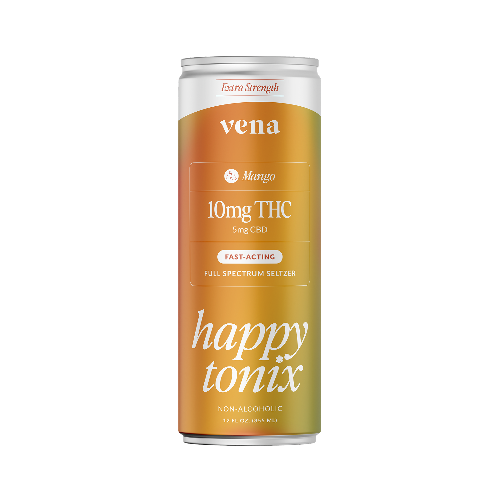 vena Mango canned beverage, 10mg THC 5mg CBD FAST ACTING FULL SPECTRUM / BROAD happy tonix NON ALCOHOLIC
