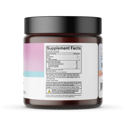 Back view of Cloud 9 Gummies jar showcasing Supplement Facts panel, ingredient list and FDA warning text on white label