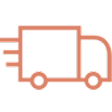 Stylized delivery truck with motion lines indicating fast shipping